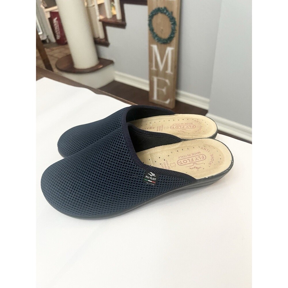 Women’s Fly Flot Anatomic Anti-Shock Navy Blue Mesh Clogs Slip On 9 9.5 40 Italy